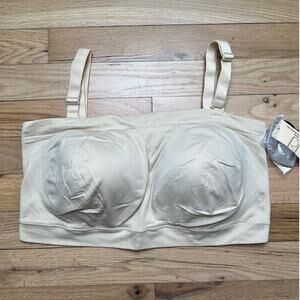NEW Truekind Women's XL Convertible Strapless Bandeau Bra Beige Nude Adhesive
